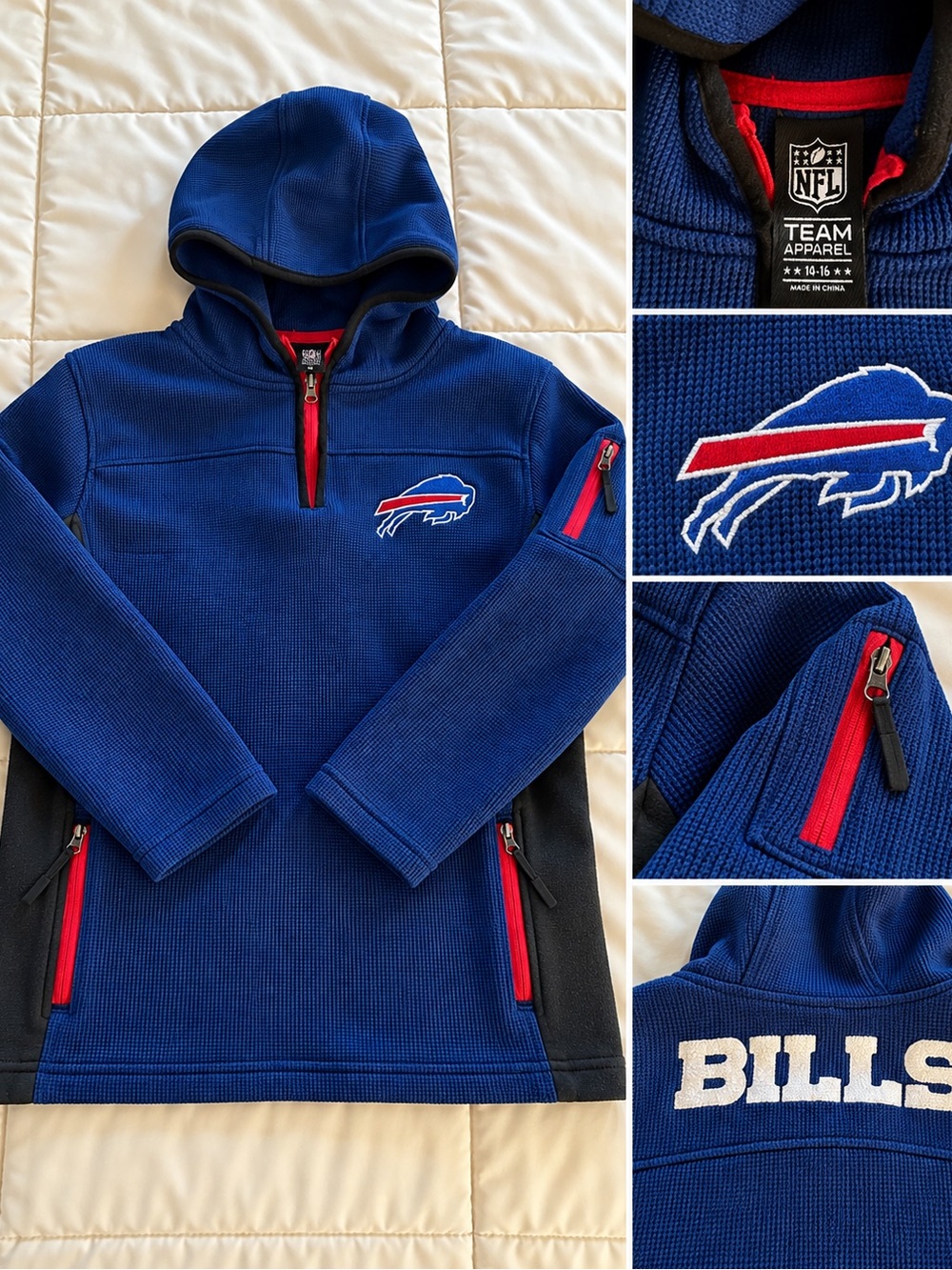 NFL Kids Blue Buffalo Bills Hooded Pullover with Red Accents